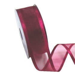 Sheer Organza Satin Edge Ribbon - 38mm x 25m - Burgundy