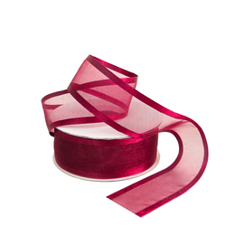 Sheer Organza Satin Edge Ribbon - 38mm x 25m - Burgundy