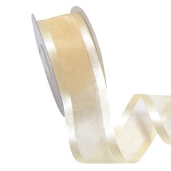 Sheer Organza Satin Edge Ribbon - 38mm x 25m - Cream