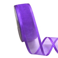 Sheer Organza Satin Edge Ribbon - 38mm x 25m - Violet