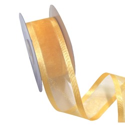 Sheer Organza Satin Edge Ribbon - 38mm x 25m - Gold