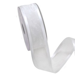 Sheer Organza Satin Edge Ribbon - 38mm x 25m - White