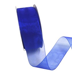 Sheer Organza Woven Edge - 38mm x 25m - Blue