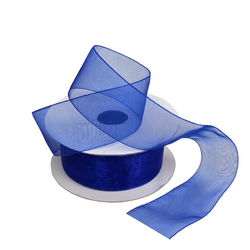 Sheer Organza Woven Edge - 38mm x 25m - Blue