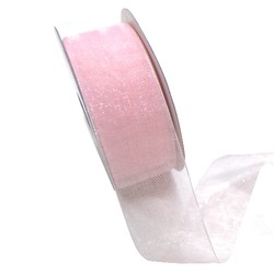 Sheer Organza Woven Edge - 38mm x 25m - Light Pink