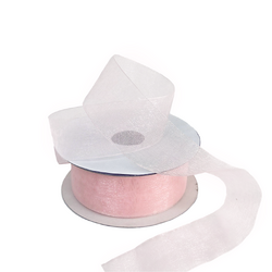 Sheer Organza Woven Edge - 38mm x 25m - Light Pink
