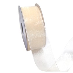 Sheer Organza Woven Edge - 38mm x 25m - Cream