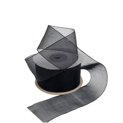 Sheer Organza Woven Edge - 38mm x 25m - Black