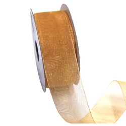 Sheer Organza Woven Edge - 38mm x 25m - Gold