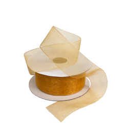 Sheer Organza Woven Edge - 38mm x 25m - Gold