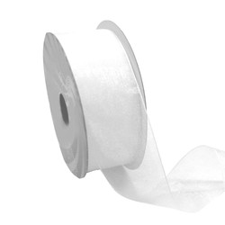 Sheer Organza Woven Edge - 38mm x 25m - White