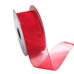 Sheer Organza Woven Edge - 38mm x 25m - Red