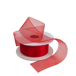 Sheer Organza Woven Edge - 38mm x 25m - Red