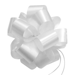 10 x  Pull String Jumbo Pom Pom Bow - 16cm - White 