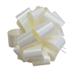 10 x Jumbo - Pull String Pom Pom Bow - 16cm - Ivory Cream