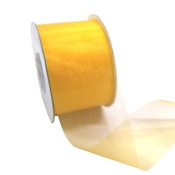 Sheer Organza Cut Edge Ribbon - 50mm x 25m - Yellow
