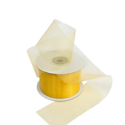 Sheer Organza Cut Edge Ribbon - 50mm x 25m - Yellow