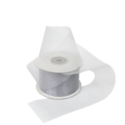 Sheer Organza Cut Edge Ribbon - 50mm x 25m - Silver