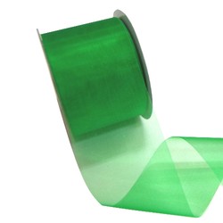 Sheer Organza Cut Edge Ribbon - 50mm x 25m - Emerald Green
