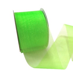 Sheer Organza Cut Edge Ribbon - 50mm x 25m - Light Green