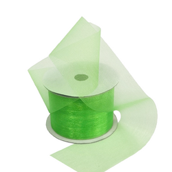 Sheer Organza Cut Edge Ribbon - 50mm x 25m - Light Green