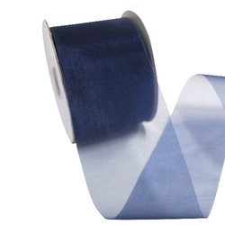 Sheer Organza Cut Edge Ribbon - 50mm x 25m - Navy Blue
