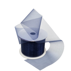 Sheer Organza Cut Edge Ribbon - 50mm x 25m - Navy Blue