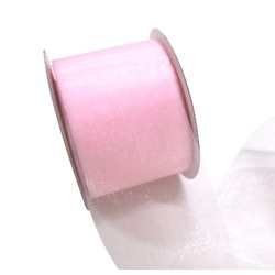Sheer Organza Cut Edge Ribbon - 50mm x 25m - Light Pink