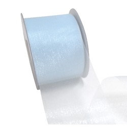 Sheer Organza Cut Edge Ribbon - 50mm x 25m - Light Blue