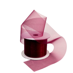 Sheer Organza Cut Edge Ribbon - 50mm x 25m - Burgundy