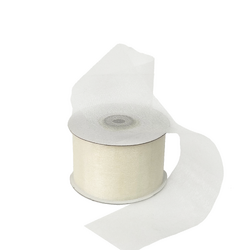 Sheer Organza Cut Edge Ribbon - 50mm x 25m - Cream