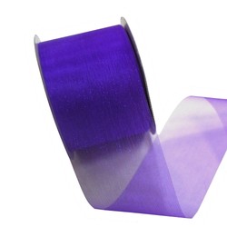 Sheer Organza Cut Edge Ribbon - 50mm x 25m - Violet