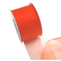 Sheer Organza Cut Edge Ribbon - 50mm x 25m - Orange