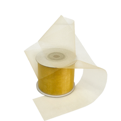 Sheer Organza Cut Edge Ribbon - 50mm x 25m - Gold