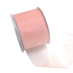 Sheer Organza Cut Edge Ribbon - 50mm x 25m - Dusty Rose