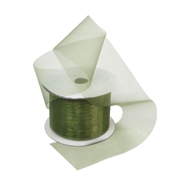 Sheer Organza Cut Edge Ribbon - 50mm x 25m - Avocado