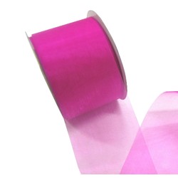 Sheer Organza Cut Edge Ribbon - 50mm x 25m - Rosebloom Hot Pink