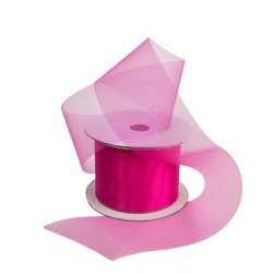 Sheer Organza Cut Edge Ribbon - 50mm x 25m - Rosebloom Hot Pink