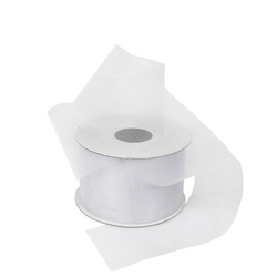 Sheer Organza Cut Edge Ribbon - 50mm x 25m - White