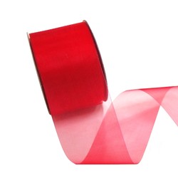 Sheer Organza Cut Edge Ribbon - 50mm x 25m - Red