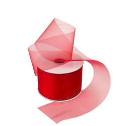 Sheer Organza Cut Edge Ribbon - 50mm x 25m - Red