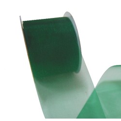 Sheer Organza Cut Edge Ribbon - 50mm x 25m - Bottle Green