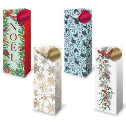 Foil Christmas Bottle Bags - Noel