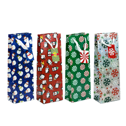Christmas Bottle Bags - Holographic Christmas Patterns
