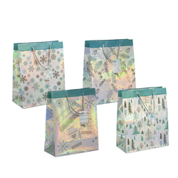 Christmas Bags - Holographic Iridescent Foil Patterns - Medium To Large