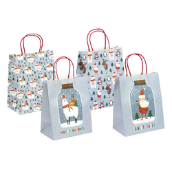 Christmas Kraft Bags - Small to Medium - Santa & Animals Assortment 
