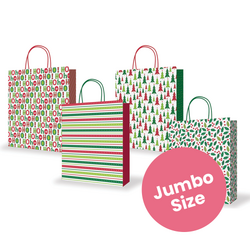 Kraft Bags - Jumbo Size - Christmas Patterns