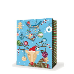 Christmas Bags - Reindeer and Baubles - Small to Medium