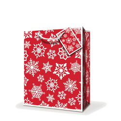 Christmas Bags - Red and White Snow Flakes - Small to Medium