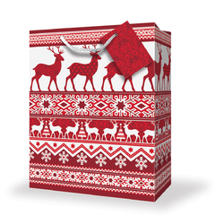 Christmas Bags - Red Reindeers - Medium To Large